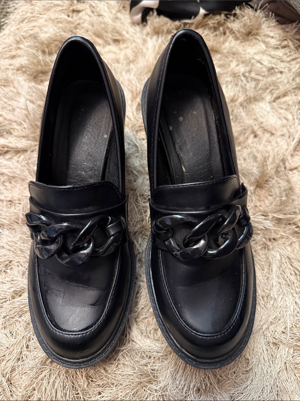 Madden Girl Black Chain-Trim Loafers